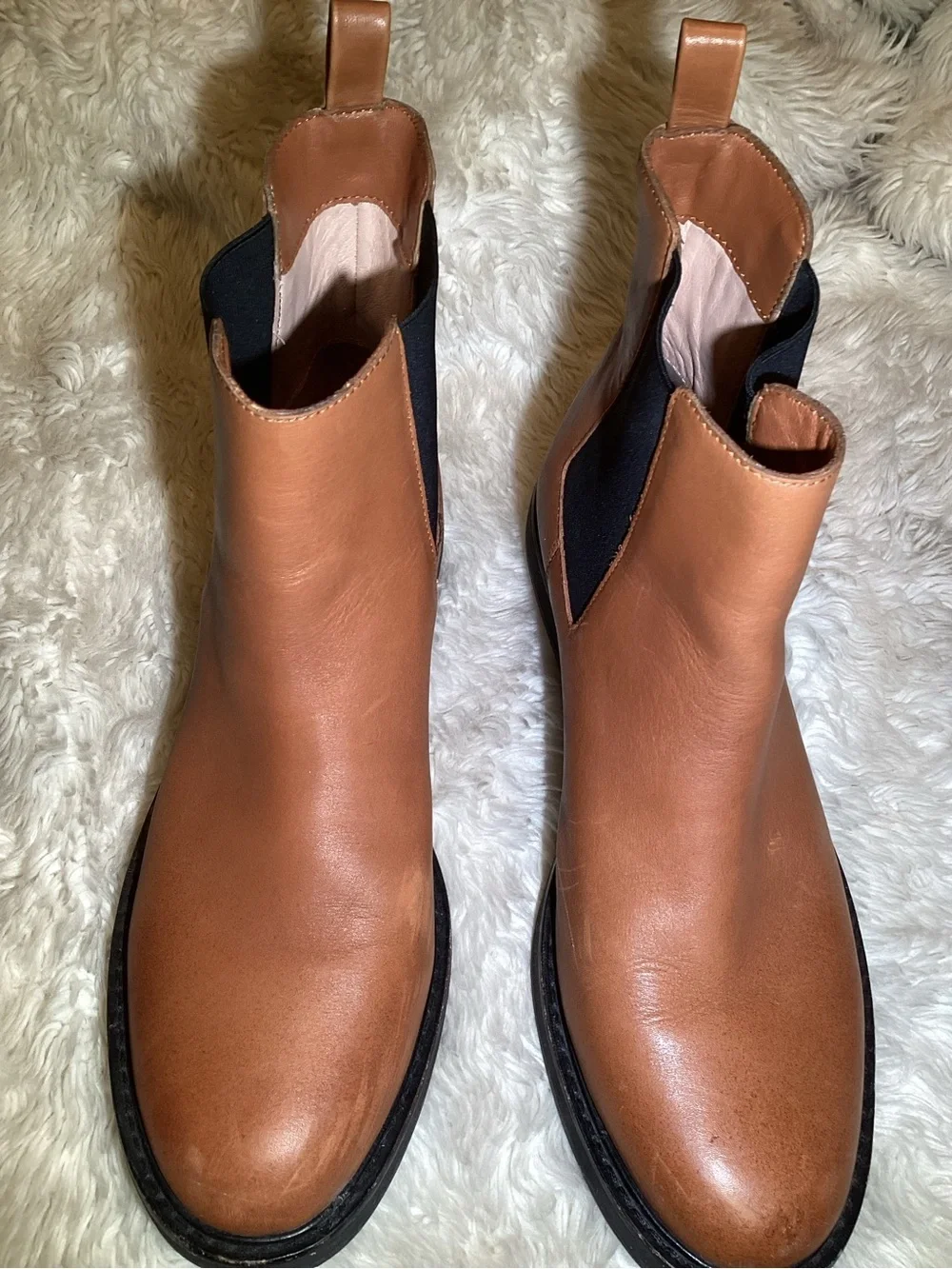 J. Crew Men's Chelsea Boots in Cognac Brown leather boots size 9.5